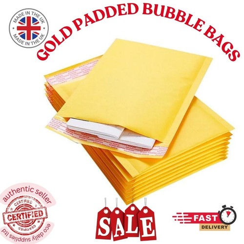 Gold padded bubble envelopes - gold,